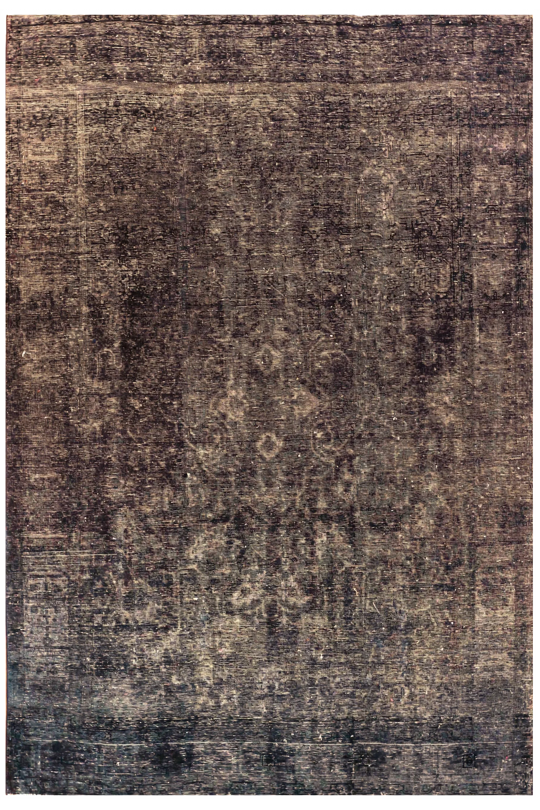 Persian brown with charcoal and muted multicolor traditional area antique rug with faint floral allover motifs SKU 69507